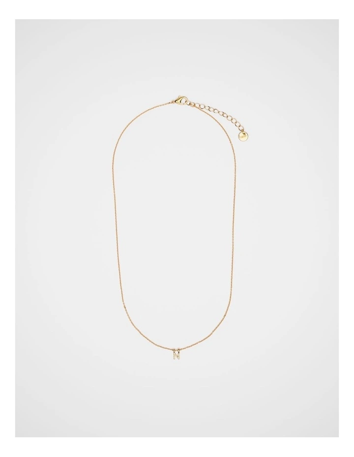 Gold Alphabet Necklace - N image 2