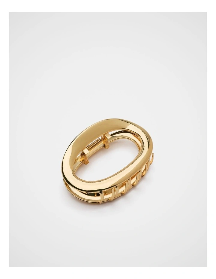 Oval Metal Hair Claw in Gold image 1
