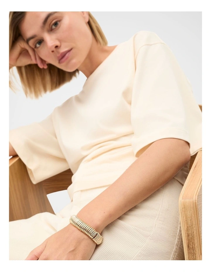 Metal Stretch Bead Bracelet in Gold image 2