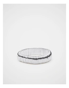 Metal Stretch Bead Bracelet in Silver