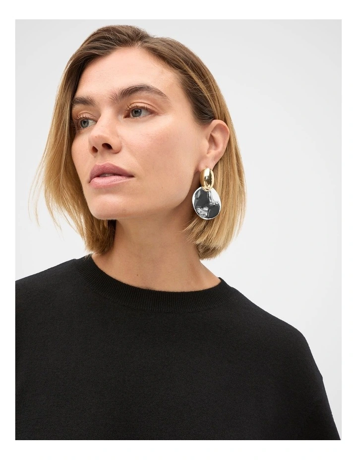 Statement Mixed Metals Earring in Gold Silver image 2