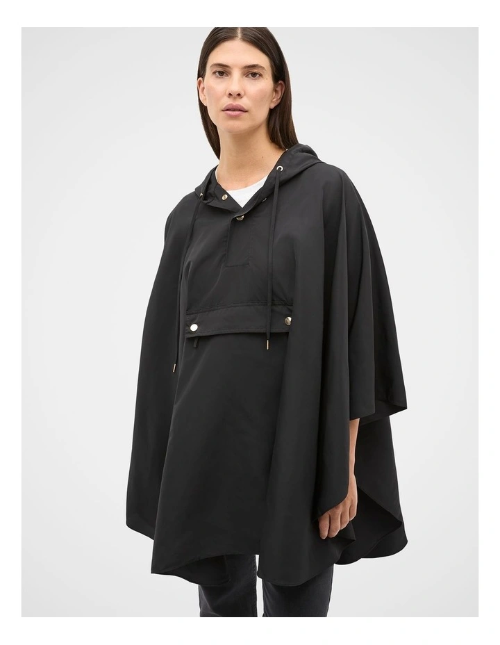 Packable Rain Poncho in Black image 2
