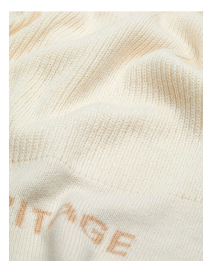 Rib Knit Logo Scarf in Coconut Cream image 3