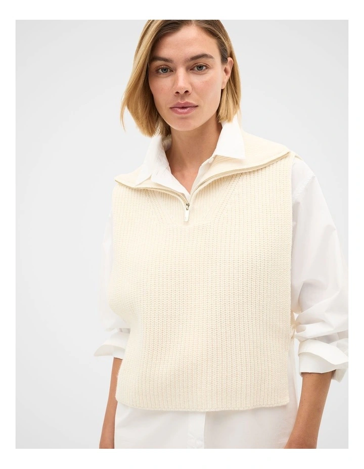 Rib Knit Collar Bib in Coconut Cream image 1