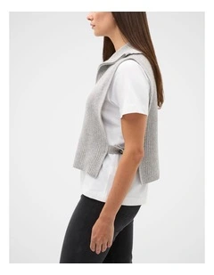 Rib Knit Collar Bib in Pale Slate Marle