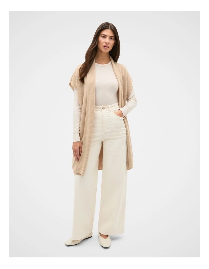 Rib Knit Poncho in Sandstone Marle image 1