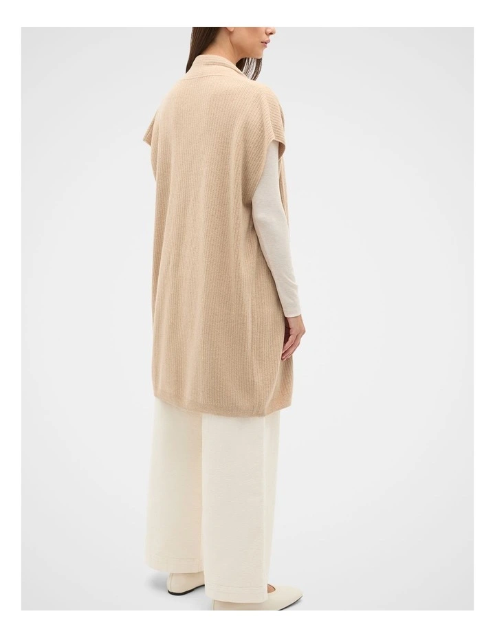 Rib Knit Poncho in Sandstone Marle image 2