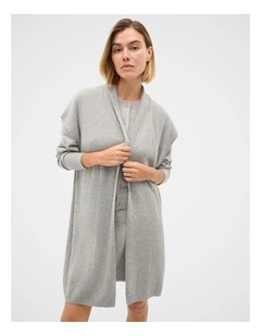 Rib Knit Poncho in Pale Slate Marle