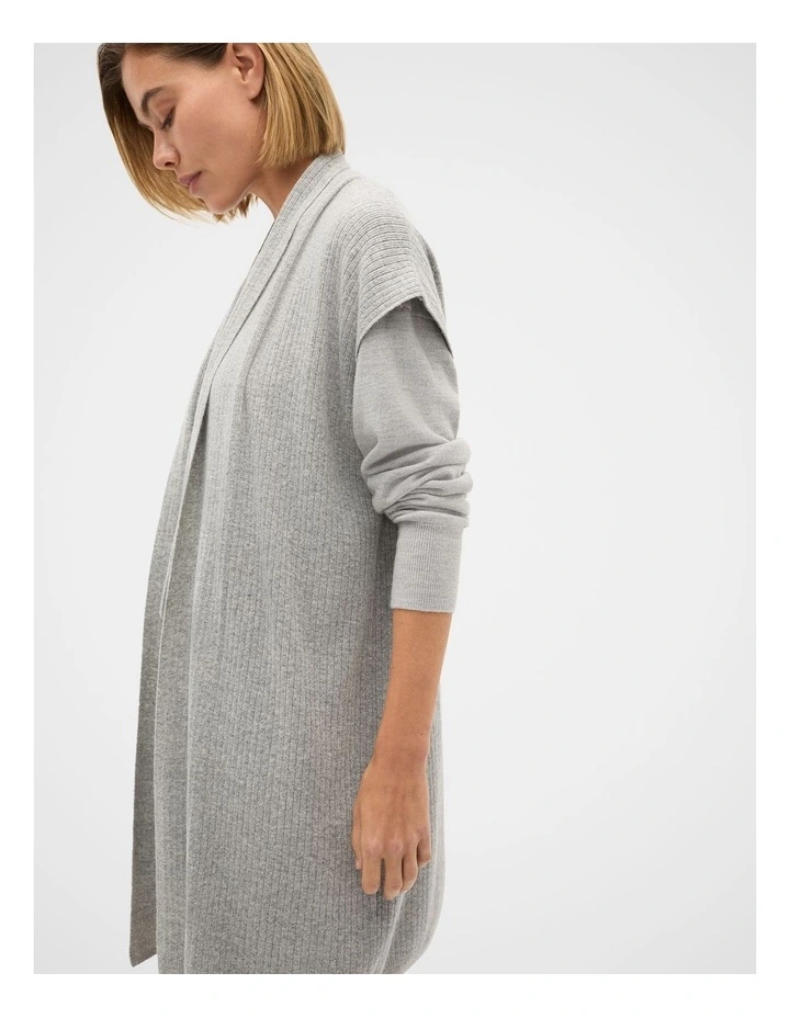 Rib Knit Poncho in Pale Slate Marle image 2