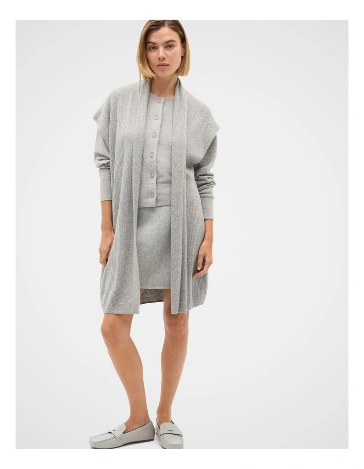 Rib Knit Poncho in Pale Slate Marle image 3