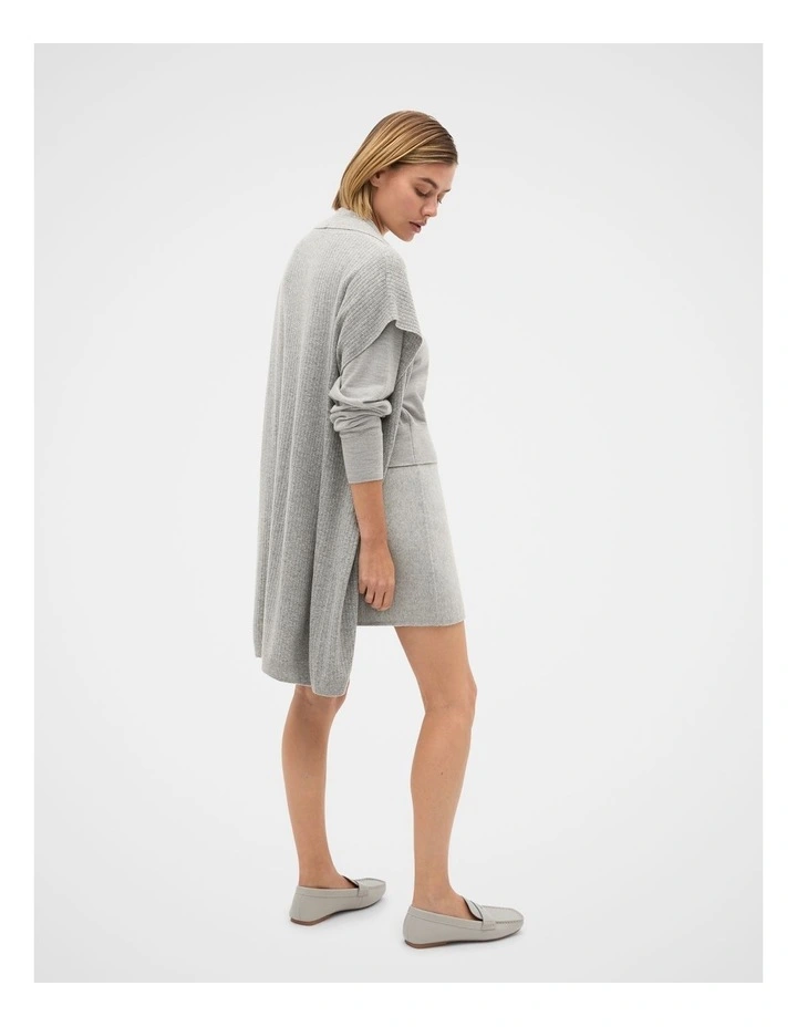 Rib Knit Poncho in Pale Slate Marle image 4
