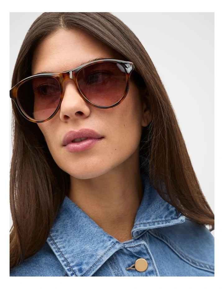 Hayley Round Sunglasses in Dark Tort image 2