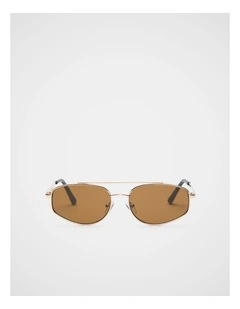Clover Oval Aviator Sunglasses in Gold