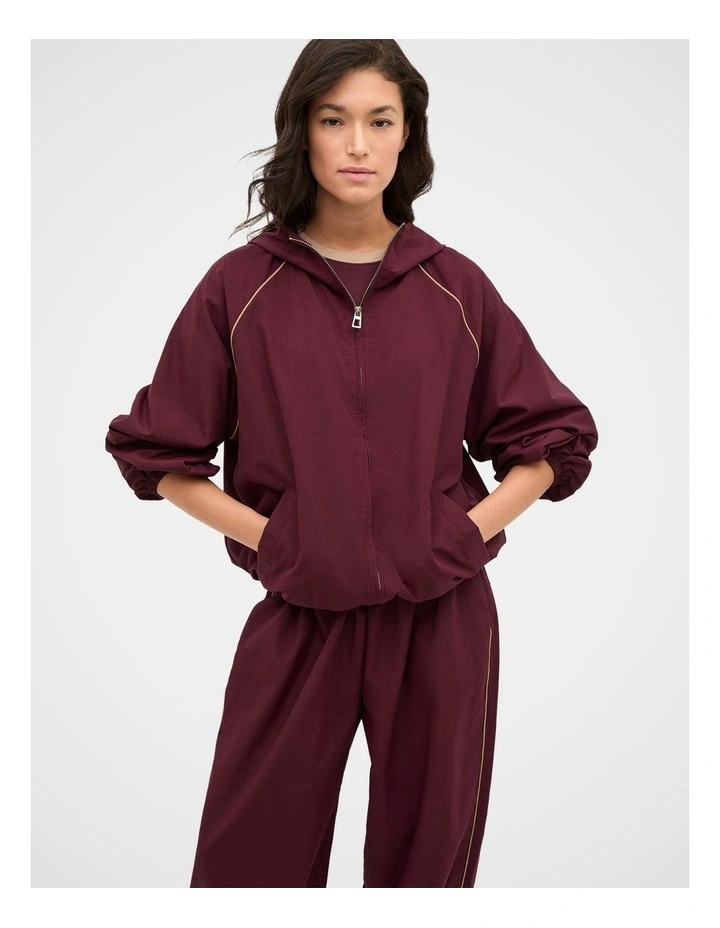 MD Parachute Spray Jacket in Plum Red image 1