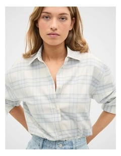 Cotton Check Shirt in Pale Slate Check