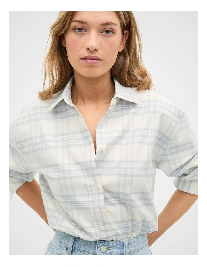 Cotton Check Shirt in Pale Slate Check image 1