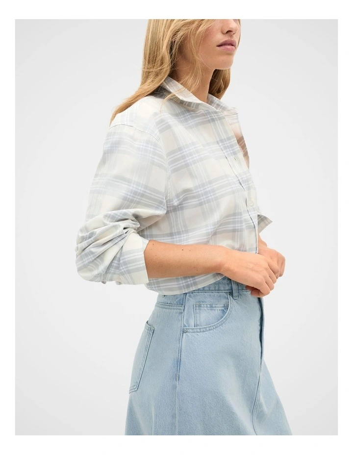 Cotton Check Shirt in Pale Slate Check image 3