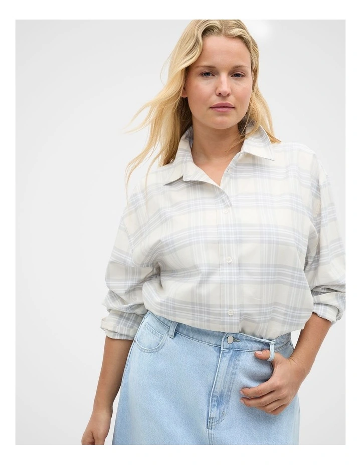 Cotton Check Shirt in Pale Slate Check image 5