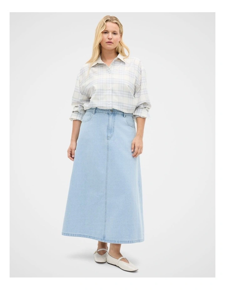 Cotton Check Shirt in Pale Slate Check image 6