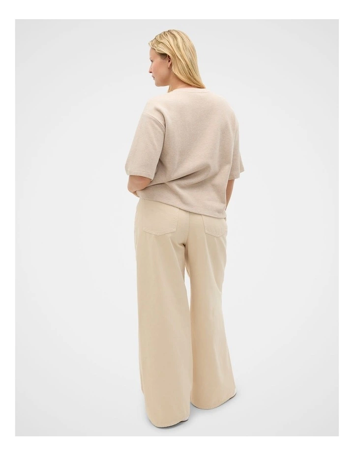 Brushed Boxy Crew Neck Tee in Sandstone Marle image 2