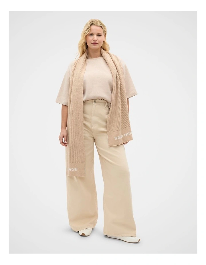 Brushed Boxy Crew Neck Tee in Sandstone Marle image 3