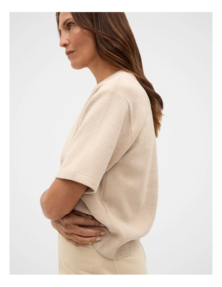 Brushed Boxy Crew Neck Tee in Sandstone Marle image 5