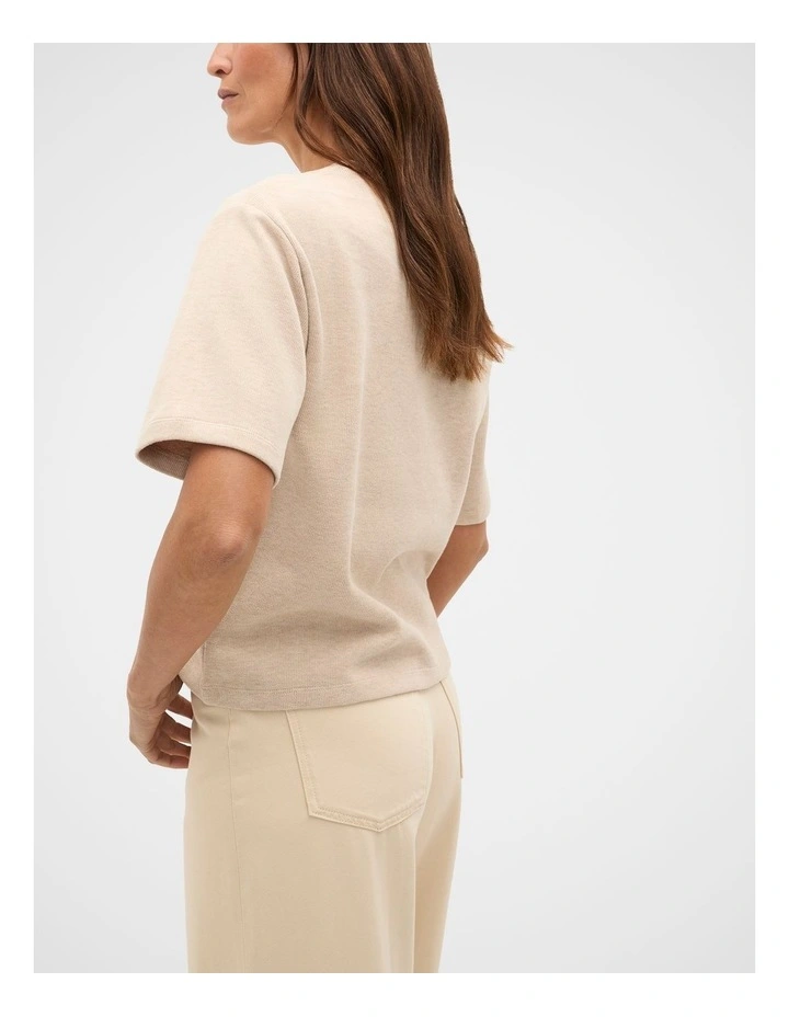 Brushed Boxy Crew Neck Tee in Sandstone Marle image 7