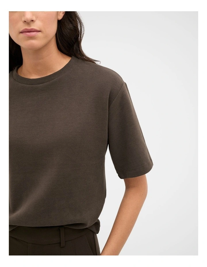 Brushed Boxy Crew Neck Tee in Coffee Bean image 3