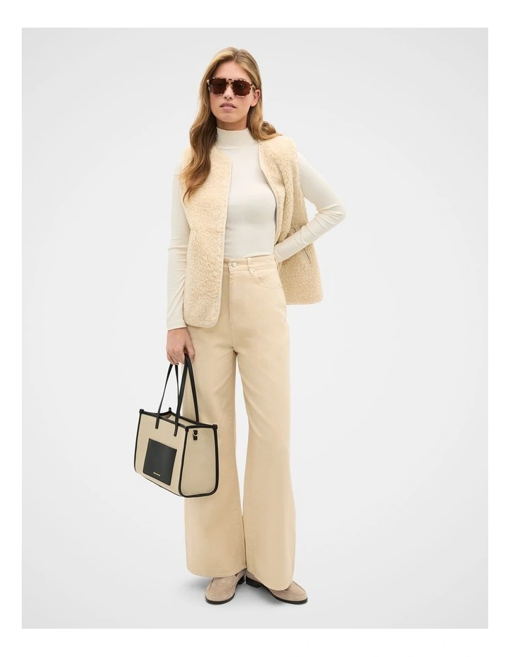 Core Rib Mock Neck Top in Coconut Cream image 3