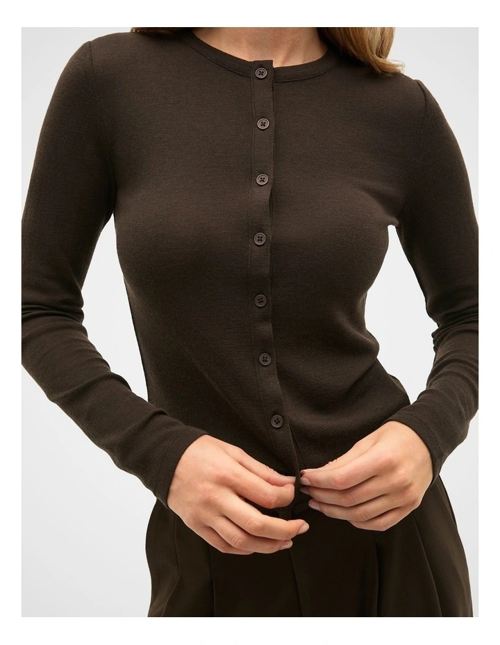 Australian Merino Cardigan in Coffee Bean image 4