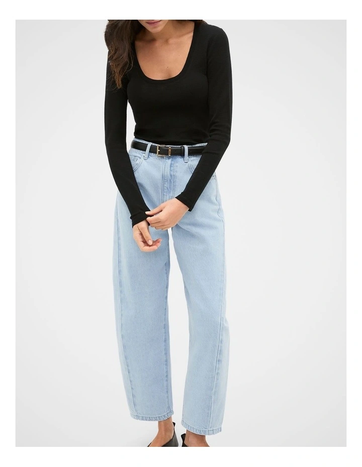 Australian Merino Scoop Neck Top in Black image 3