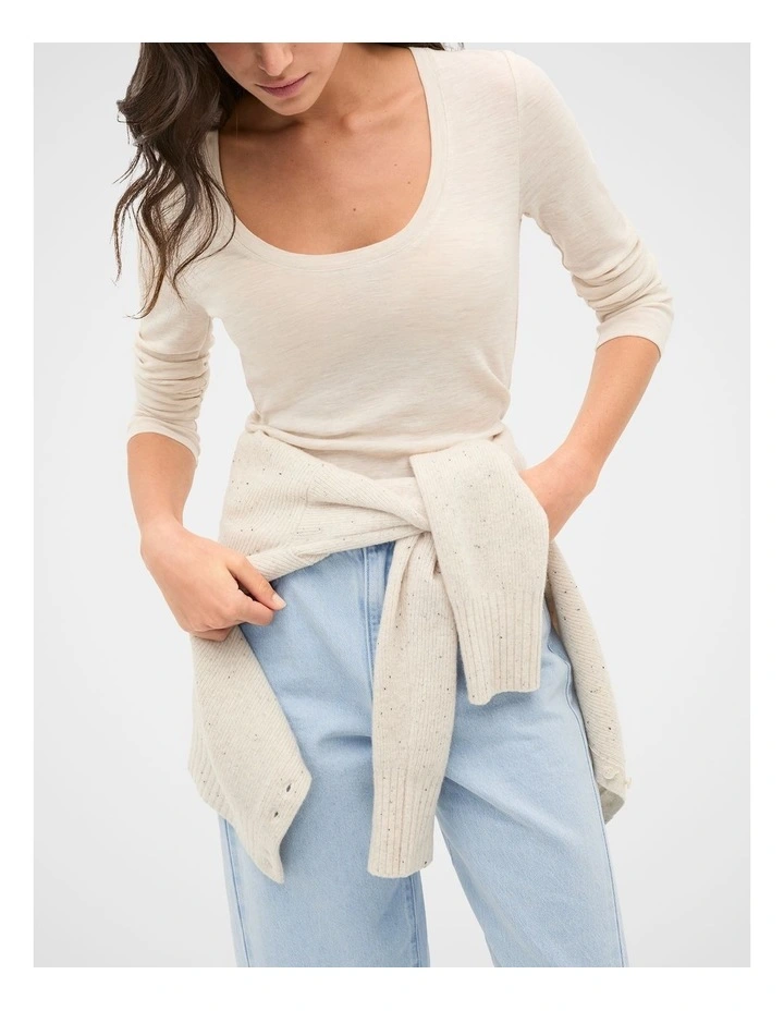 Australian Merino Scoop Neck Top in Mist Marle image 1
