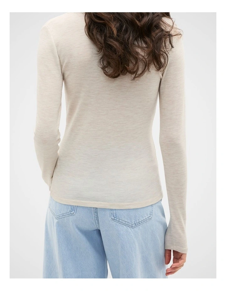 Australian Merino Scoop Neck Top in Mist Marle image 2
