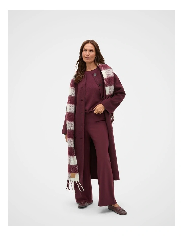 Textured Long Sleeve Relaxed Top in Plum Red image 3