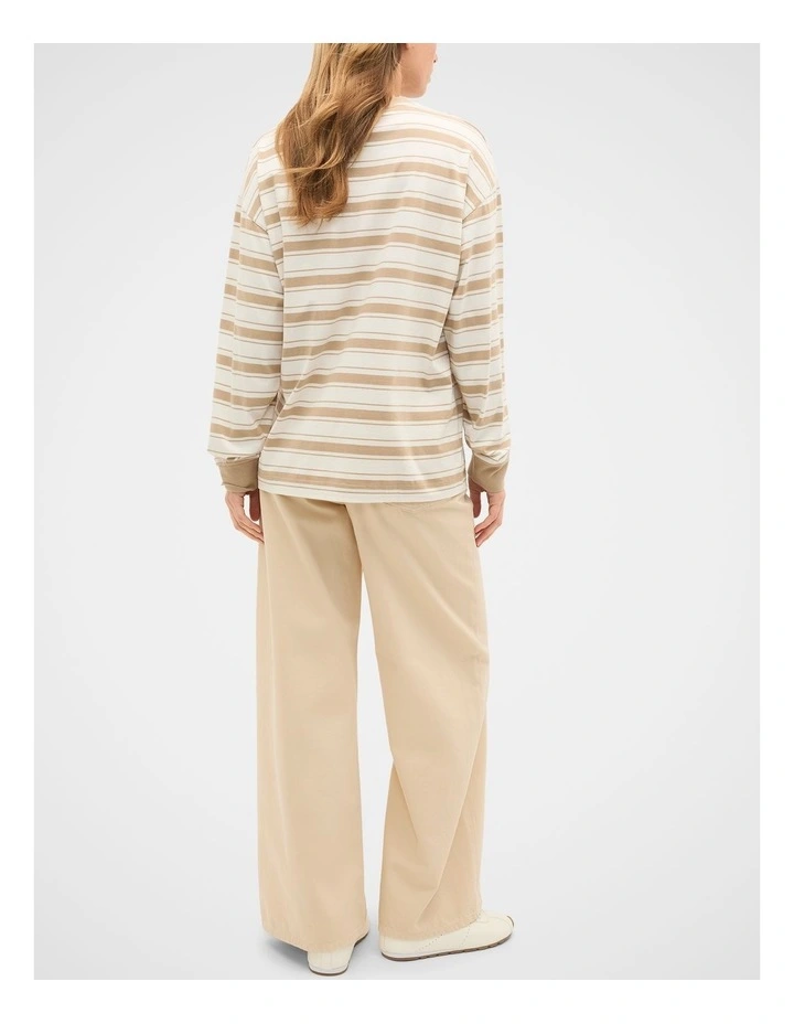 Slouchy Long Sleeve Striped Top in Sandstone Stripe image 2