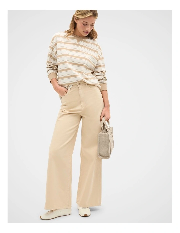 Slouchy Long Sleeve Striped Top in Sandstone Stripe image 3