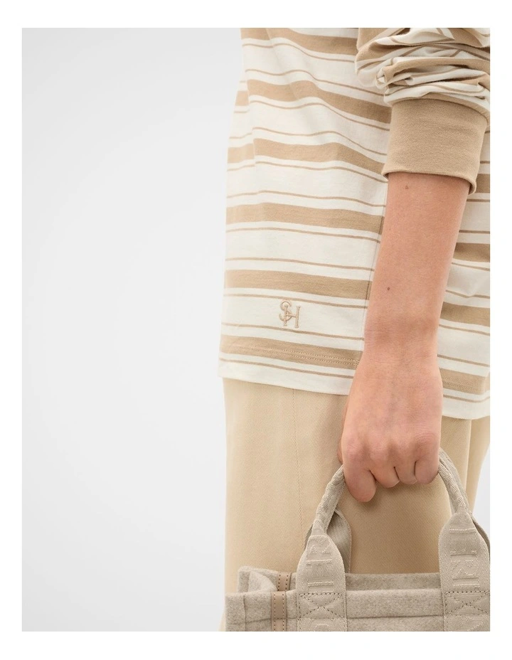 Slouchy Long Sleeve Striped Top in Sandstone Stripe image 4