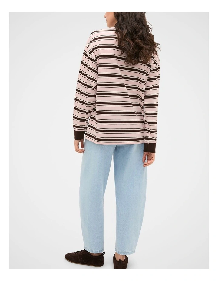 Slouchy Long Sleeve Striped Top in Pale Blossom Stripe image 2