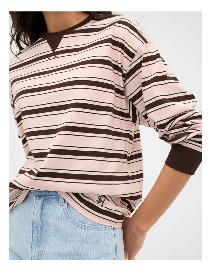 Slouchy Long Sleeve Striped Top in Pale Blossom Stripe image 4