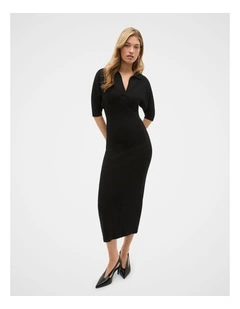 Relaxed Polo Dress in Black