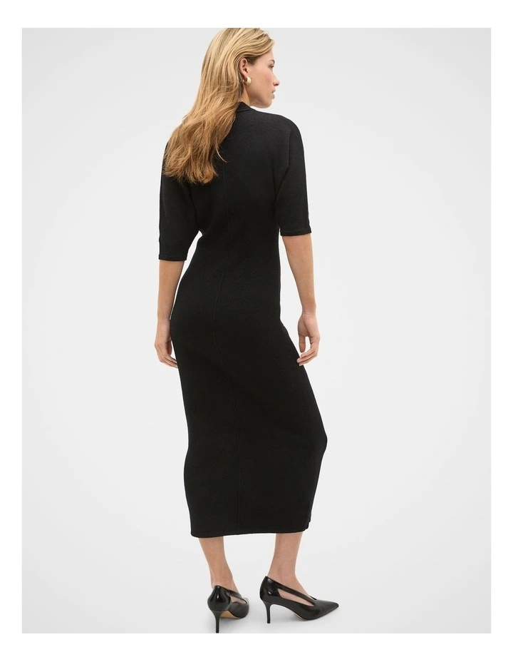 Relaxed Polo Dress in Black image 2