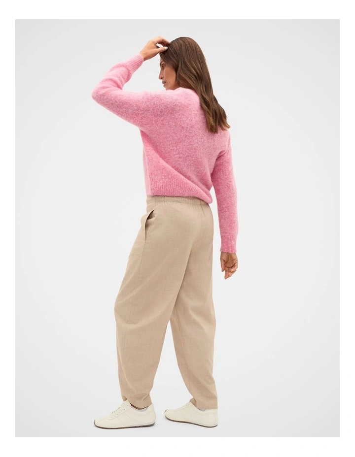 Lofty V Neck Slouch Knit in Bubblegum Pink Marle image 2