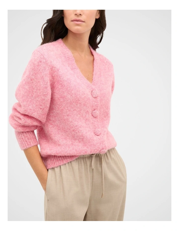 Lofty Relaxed Cardigan in Bubblegum Pink Marle image 1