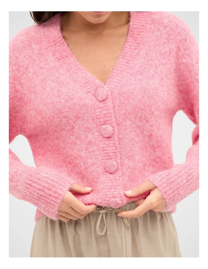 Lofty Relaxed Cardigan in Bubblegum Pink Marle image 3