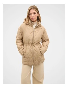 Quilted Drawcord Jacket in Sandstone
