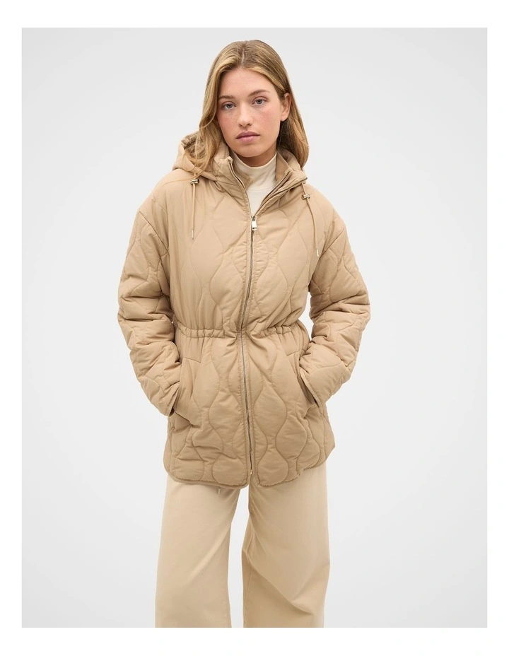 Quilted Drawcord Jacket in Sandstone image 1