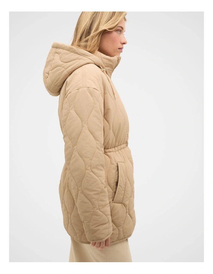 Quilted Drawcord Jacket in Sandstone image 3