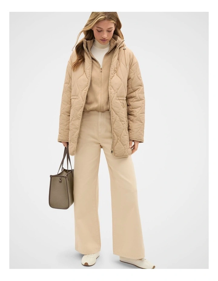 Quilted Drawcord Jacket in Sandstone image 4
