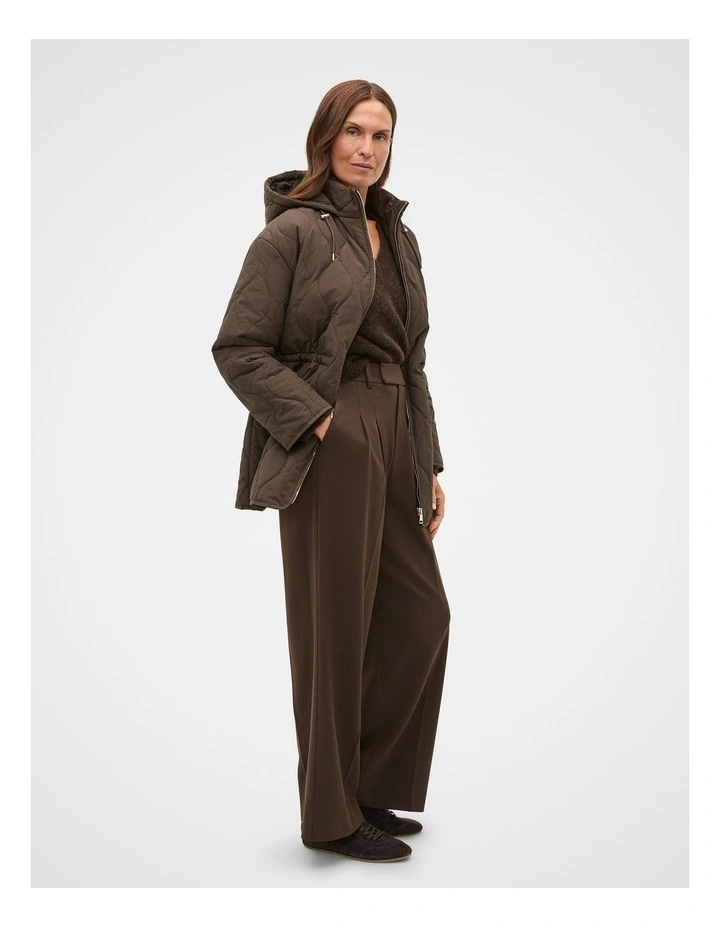 Quilted Drawcord Jacket in Coffee Bean image 4