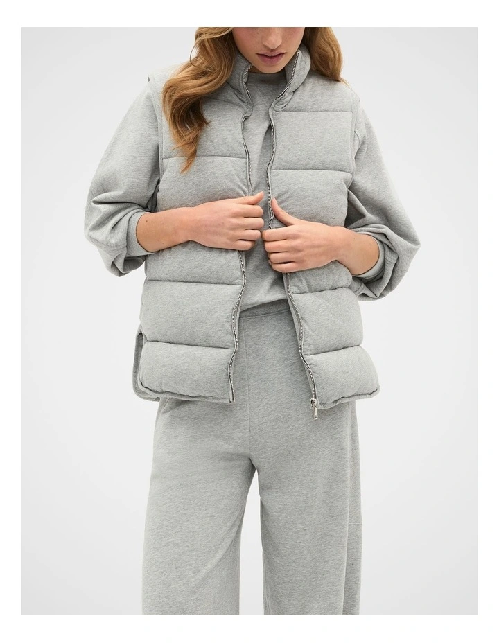 Quilted Jersey Vest in Pale Slate Marle image 1